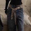 Women'S Retro Leopard Print Tie Tie And Belt Dual Purpose Decoration