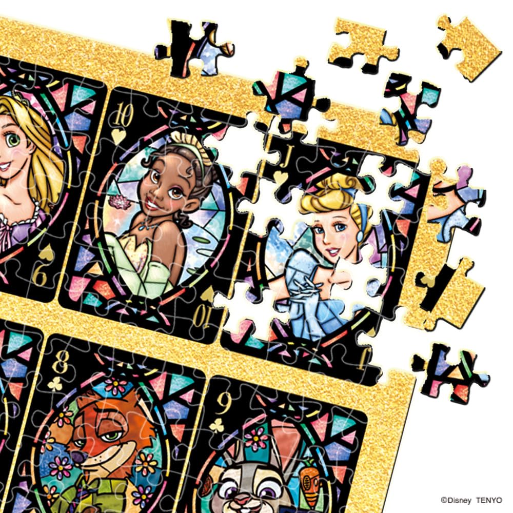 Tenyo (Tenyo) [Made In Japan] 1000-Piece Stained Art Jigsaw Puzzle Disney Card World (51.2x73.7cm) DS-1000-779 with Service Card