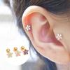 1 Piece Stainless Steel Crystal Stud Earrings for Women Helix Flowers Ear Bone Stud