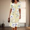 Women's Fashion Graceful Flower Print Summer Spring Short Sleeve O-Neck Casual Dresses