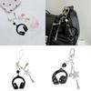 Trendy Headphone Shaped Keychain Bag Ornament Phone Lanyard Feature Star Music Notes for Students and Music Lovers