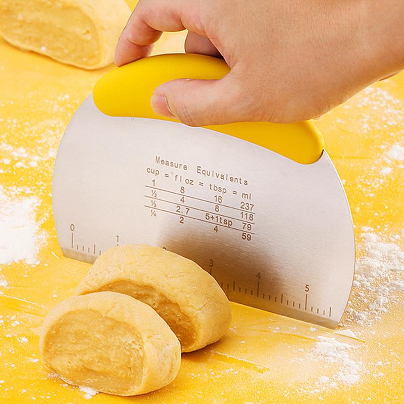 Dough Scraper Pastry Cutter Bread Pizza Dough Cutter Chopper Cake Scraper Stainless Steel Bench Scraper Baking Accessories Tools