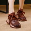 2025 Autumn Women's High-End Light Luxury Cowhide Retro Casual Sporty Leather Shoes