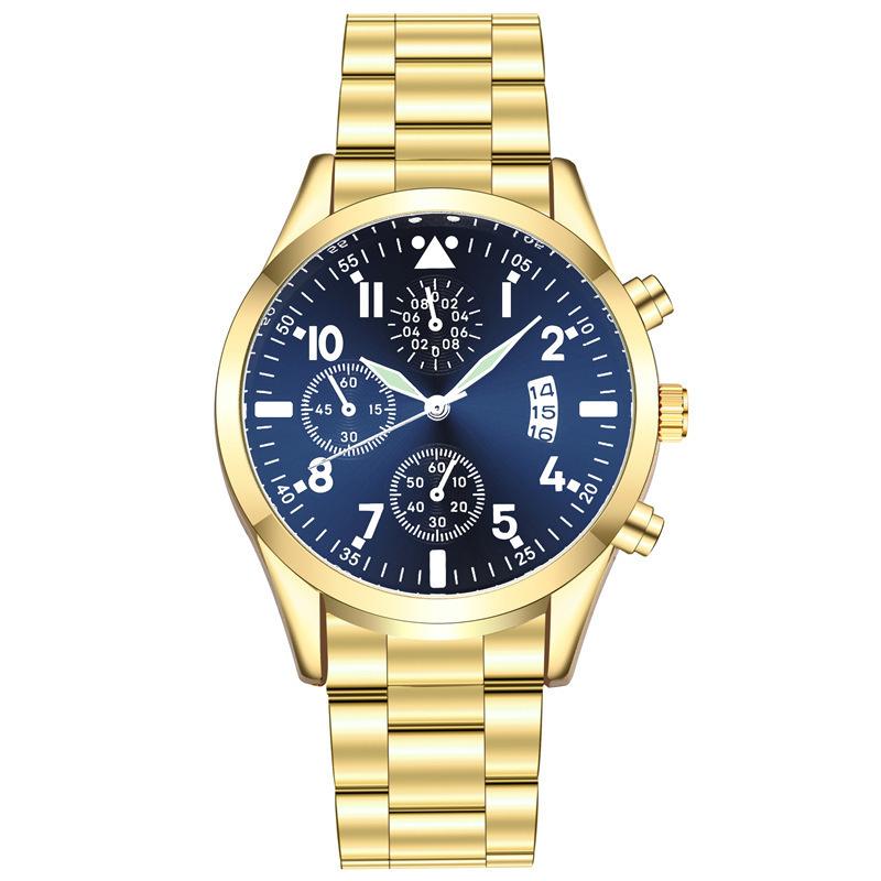 Luxury Fashion Men's Watches Golden Stainless-Steel Quartz Wristwatch Men Business Watch Male Calendar Clock