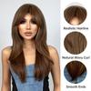 Long Brown Straight Layered Wig with Bangs Natural Looking Soft Synthetic Wigs Daily Party Use Fake Hair High Temperature Fiber