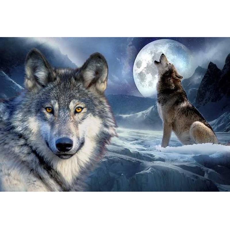 Animal Wolf DIY 5D Diamond Painting Full Round Drill Mosaic Diamond Embroidery Cross Stitch Rhinestones Handmade Gift Home Decor