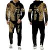Spring And Autumn Men's Tracksuit 3D The Lion Print Zipper Hoodies Sweatshirts Pants Sets Casual Mens Clothing Women's Tracksuit