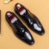 Glossy Leather Shoes Men'S Leather Patent Leather British Carved Business Dress Oxford Shoes Glossy Shoes