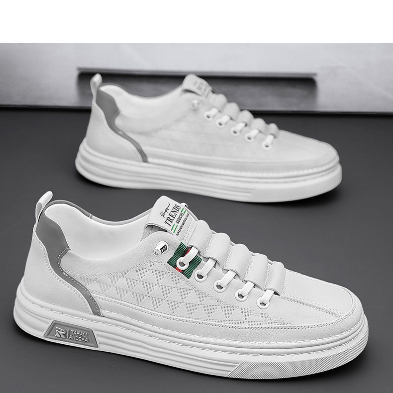 Comfortable Fashion Men's Shoes Summer Breathable Sports Small White Plate Shoes Men's White Shoes Casual White Leather Shoes Match Shoes