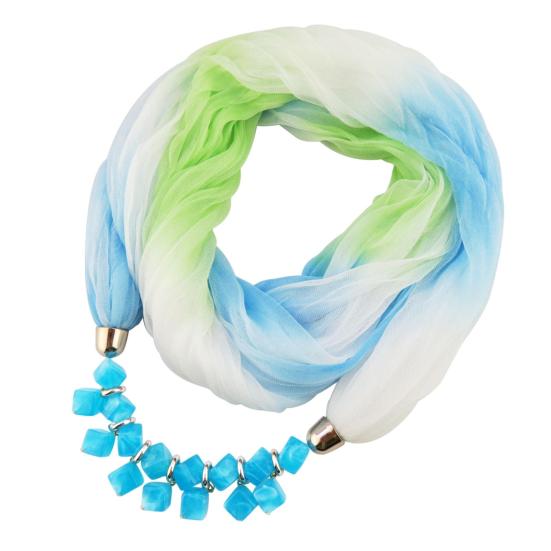 Summer Ladies Scarf Stylish Comfortable Resin Stone Charm Female Necklace Outdoor Wear Sun Protection EMA