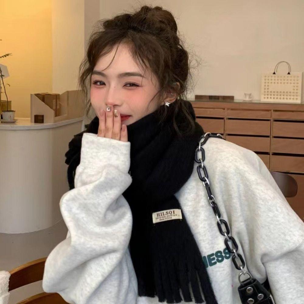 Warm Winter Cashmere Scarf Solid Color Shawl Wrap Fashion Long Tassel Scarves Women