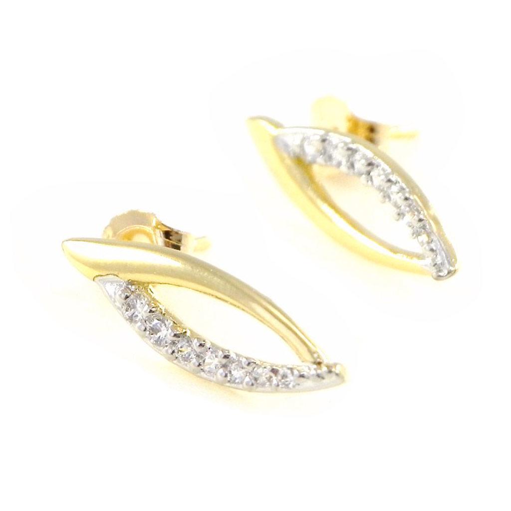 Les Trésors De Lily [F1296] - Gold Plated 'Darling' Earrings Golden White - 6x17 Mm