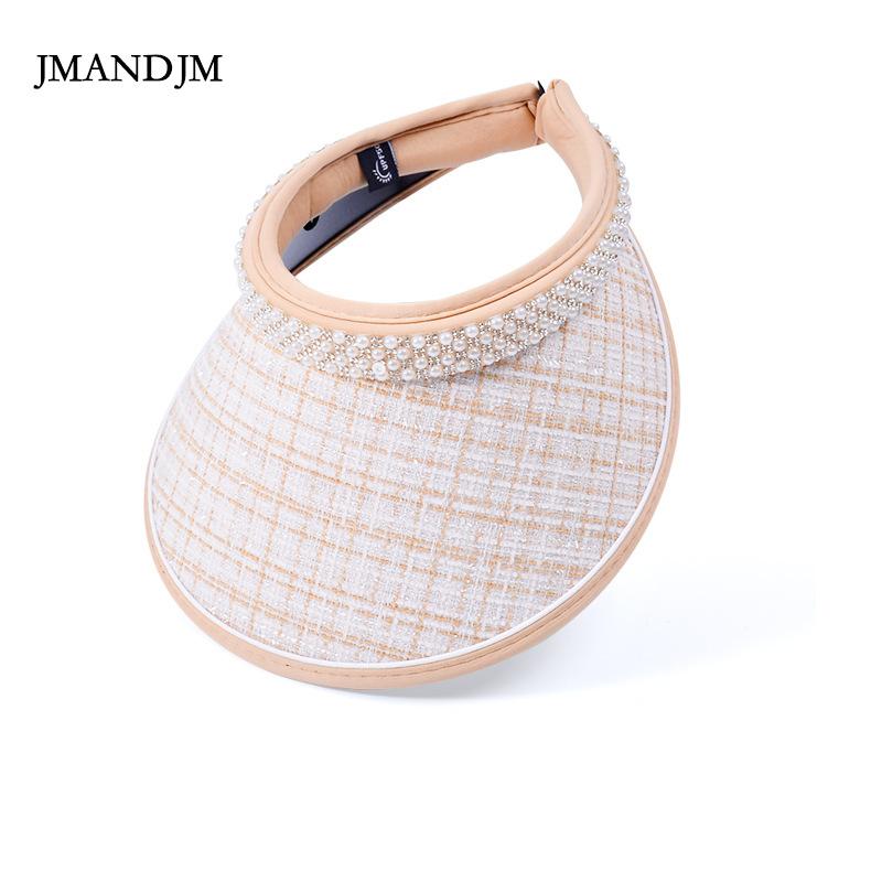 Summer Sunscreen Sunshade Empty Top Hat Korean Version Versatile Pearl Hat Women's Vinyl Big Eaves Headband Sun Hat