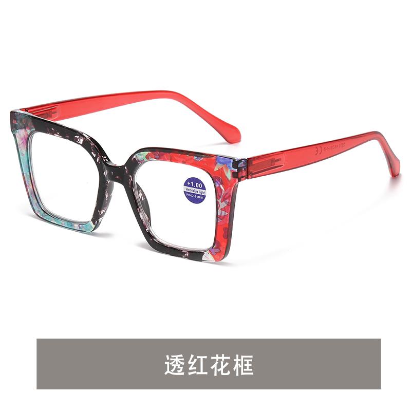 1.0 1.5 2.0 2.5 3.0 Fashionable Floral Reading Glasses Women's Anti Blue Light Spring Hinge Eyes and Legs HD Flat Light Glasses