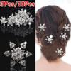 3Pcs/10PCS Wedding Party Bridesmaid Hair Jewelry Bridal Bride Silver Blue Crystal Spiral Hairs Pin Clip Snowflake Accessorie