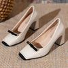 Fashion Spring Fashion New Style Shallow Mouth Square Toe Pumps Comfortable Elegant High Heels Square Toe Color Matching Women's Shoes