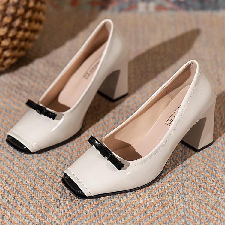 Fashion Spring Fashion New Style Shallow Mouth Square Toe Pumps Comfortable Elegant High Heels Square Toe Color Matching Women's Shoes