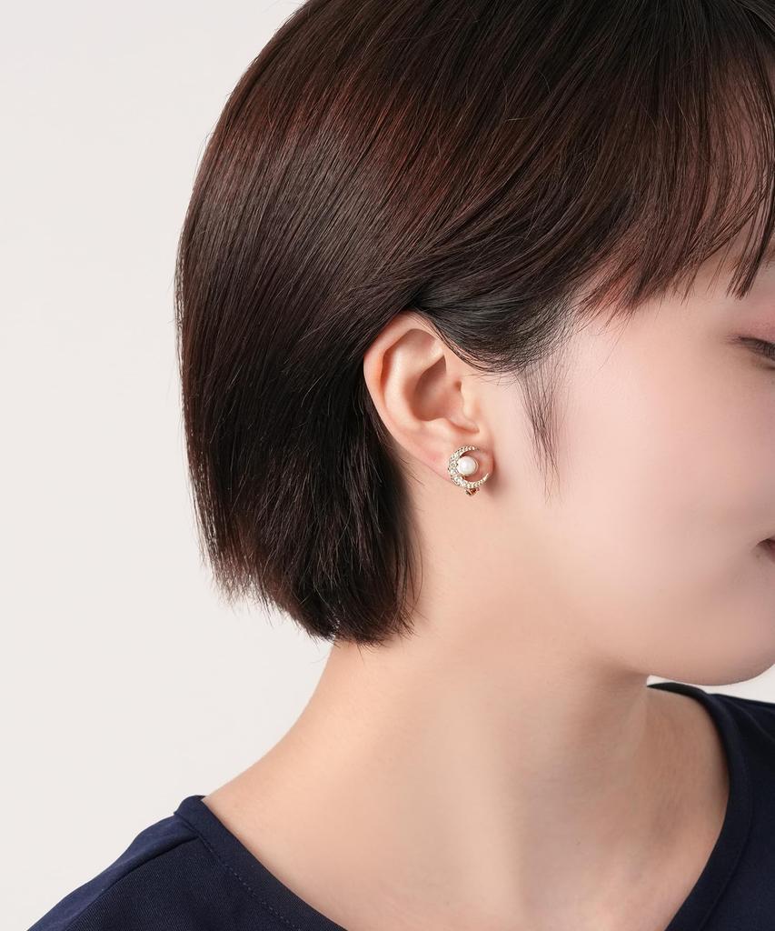 On Moon Motif Earrings LAME1050 DW [Lanvin Blue]