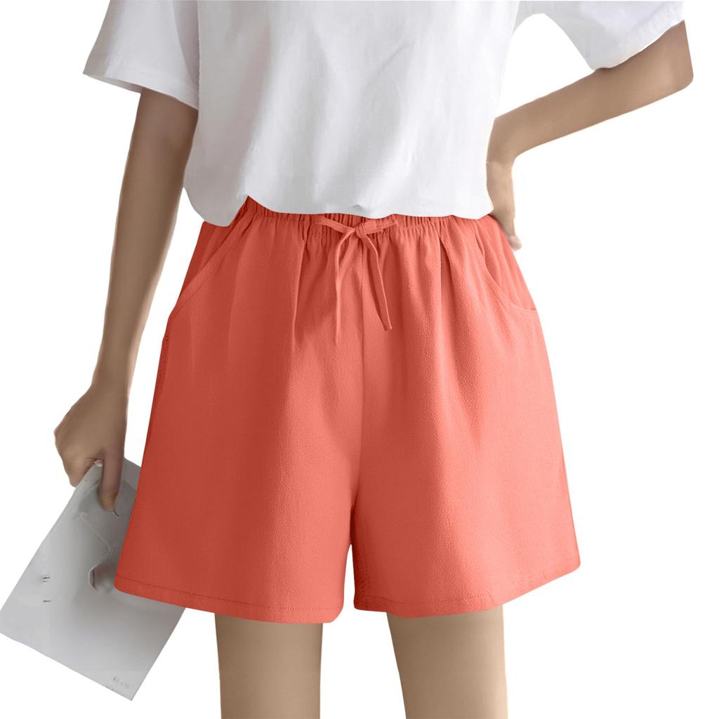 Women's Solid Color Linen Cotton Hemp Casual Sports Casual Shorts Pants