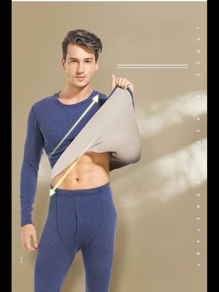 Men's Silk Cashmere Thermal Underwear Set: Velvet-Enhanced for Autumn and Winter