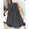 New Artistic Retro Skirt Women'S Texture Versatile Pleated Skirt A- Line Skirt Mid-Length Base