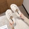 TX-4 Double-breasted Flat Bottom Home Thick Bottom Fluffy Outer Wear Fluffy Slippers Women's Autumn and Winter~