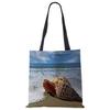 Ladies Shoulder Bag Blue Ocean Starfish Beach Sand Prints Tote Bag Linen Fabric Beautiful Casual Practical Handbag