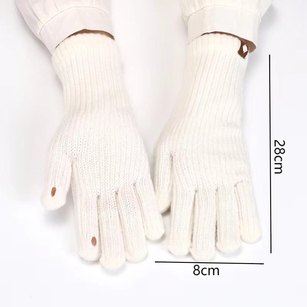Solid Color Knitted Gloves Touchscreen Warm Mittens Casual Women Gloves Outdoor Riding