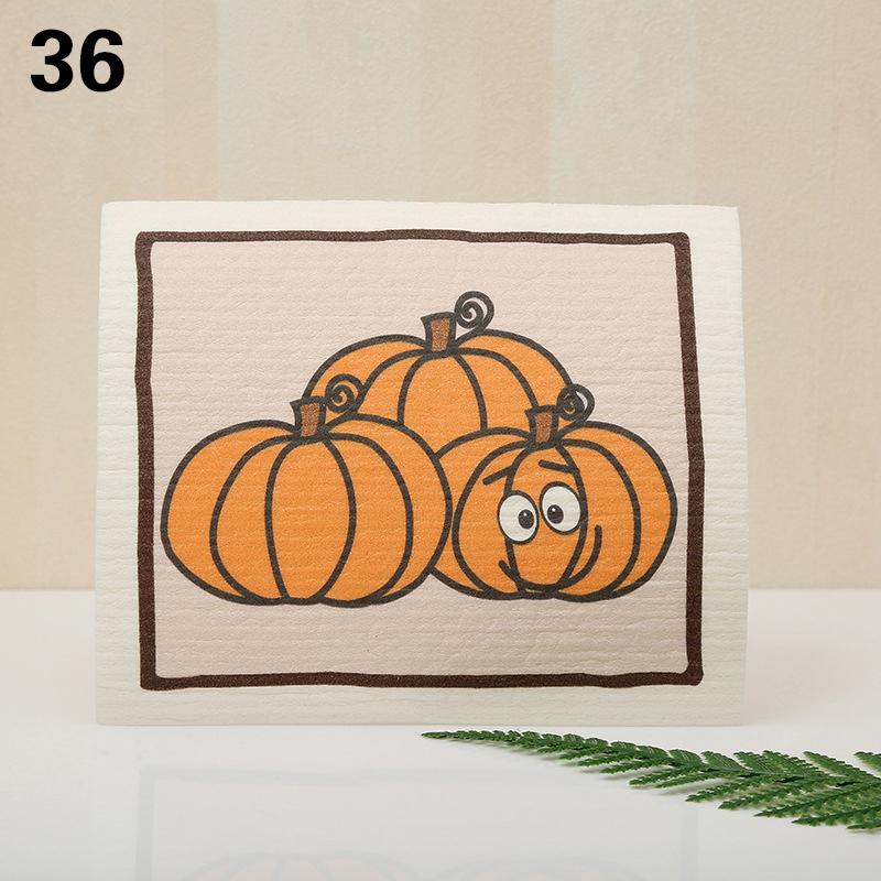 1PC Kitchen Printed Absorbent Dishcloth Cellulose Cleaning Cloths Wet Dry Household Rag Reusable