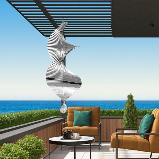 Spiral Wind Spinner Decoration Weather-proof Indoor Outdoor Window Garden Yard Porch Metal 3D Wind Chime Hanging Ornament Pendant