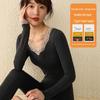 Women's V-Neck Lace Thermal Underwear Set - German Velvet & Sheep Wool, Slim Fit, Autumn/Winter Collection