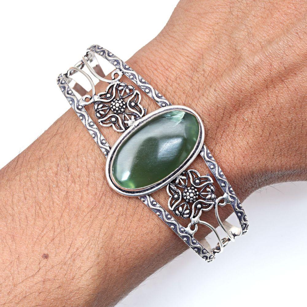 Vassolite Gemstone Handmade Silver Jewelry Cuff Bracelets 7''Adjustable
