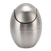 Desktop Trash Can Stainless Steel Egg Shape Mini Countertop Waste Bin with Swing Lid for Bathroom