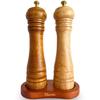 Набор из 2 мельниц Chicer Pepper Manual Oak Golden Leave the Table, деревянные, [в комплект входит блюдце] Стильный, роскошный, деревянный, ручка, S/P с гравировкой, не пачкается, (8