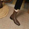Designer Vintage Square Toe Women Slim Ankle Boots Fashion Elegant Zippers Shoes Autumn Stretch Women's Short Booties