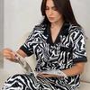 Women's Summer Pajamas Set New Simulation Silk Zebra Pajamas Homewear Women's Short-Sleeved Trousers Pajamas Homewear Set