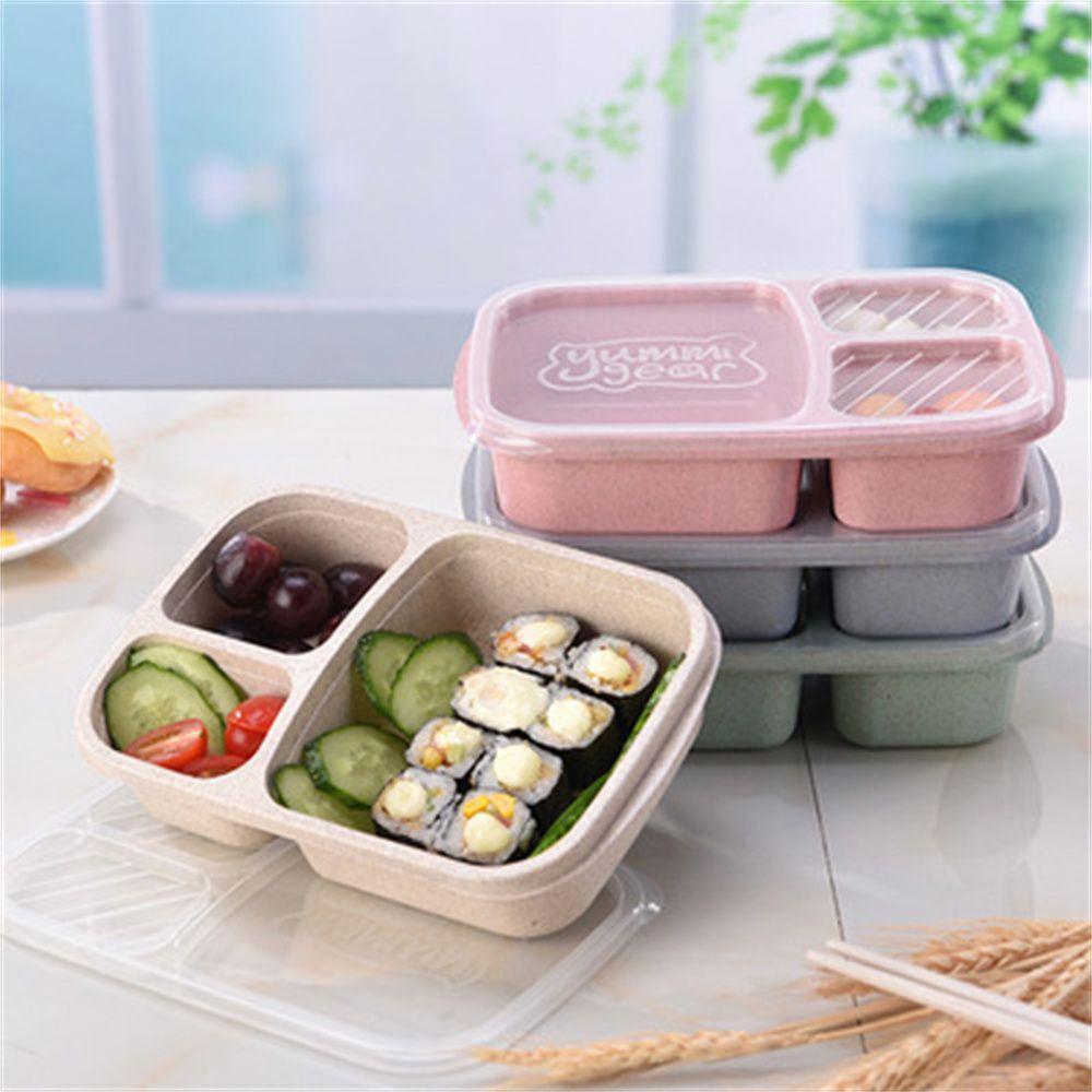 Durable Dinnerware Wheat Straw Food Fruit Container Picnic Storage Boxs Lunchbox Lunch Box