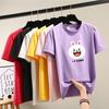 2025 Summer Casual Loose Student T Shirt Young Girl Tees Harajuku Cute Cartoon Print Short Sleeve T-shirts Women Y2k Tops