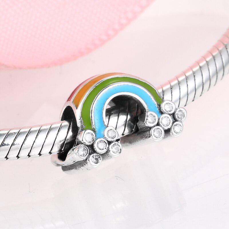 KATAOKA Fashion 925 Sterling Silver Charming Rainbow Charms Beads Fit Original Charm Bracelet Jewelry