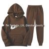 Unisex Solid Color Hooded Sweatshirt Set - Casual Spring/Autumn Two-Piece Tracksuit 2025