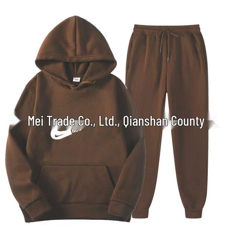 Unisex Solid Color Hooded Sweatshirt Set - Casual Spring/Autumn Two-Piece Tracksuit 2025