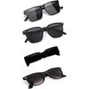 Sheomy Unisex Combo Offer Pack of 4 Shades Glasses Pathan Sunglasses Rectangle Retro Vintage Narrow Women::Men ,MKN-457