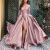 Elegant Women's Evening Train Dress with Hot Stamping - European & American Style, Big Swing, Sexy Long Gown for Banquets