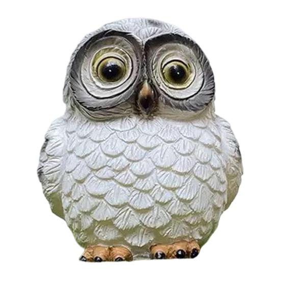 Solar Owl Garden Statue Solar Powered LED Night Lights Resin Animal Decor for Yard Patio Weatherproof Outdoor Ornament