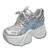 Fashion 2025 Chunky Leather Sneakers Summer Casual Vulcanized Shoes Woman High Platform Breathable Hollow Sneakers 9CM Sport Dad Shoes