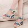 Wholesale High Heels Fish Mouth Women's Sandals Flower Ribbon Fashion Slippers Bohemian Thick Bottom Slope Heel Sandals