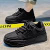 Trendy and Versatile Sports and Leisure Pure Black Skateboard Shoes with Thick Sole Height Increasing and Breathable Men's Shoes
