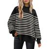 Women's Round Neck Batwing Long Sleeve Sweater Autumn and Winter Knit Side Slit Pullover Sweater