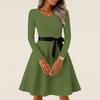 Women's Casual Fashion Long Sleeve  Vintage Long Dresses