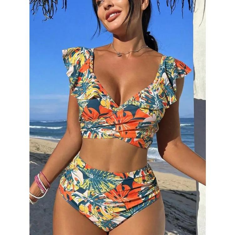 2025 New Women Print Summer Push Up Swimwear High Waist Bikini Set Bathing Suit Beachwear Female Holiday Swimsuit Swimming